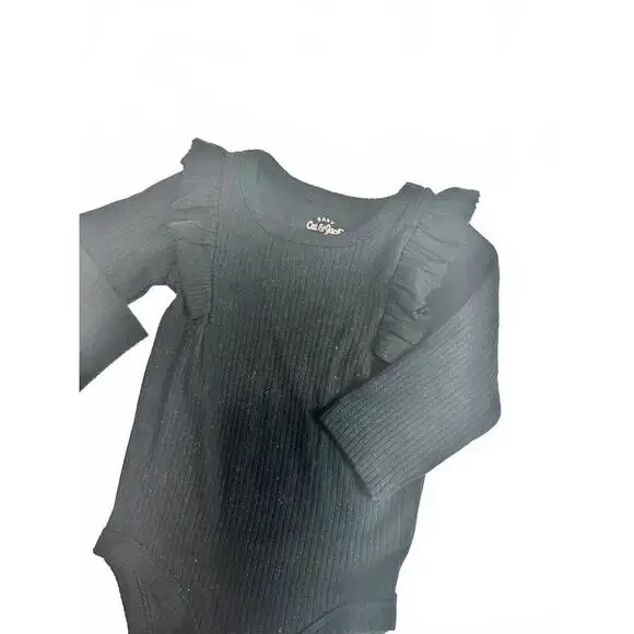 Cute Cat & Jack Black Ruffle Baby BodysuiT- Size 3M-6M - Picture 2 of 5